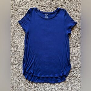 NINE WEST Soft Spun, Short Sleeve Shirt, Royal Blue, Ribbed, Women’s Size Large